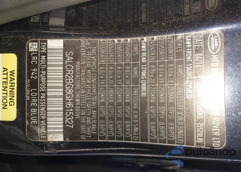 2016 Land Rover Discovery Sport Hse z USA, uszkodzony, nr VIN SALCR2BG8GH615327